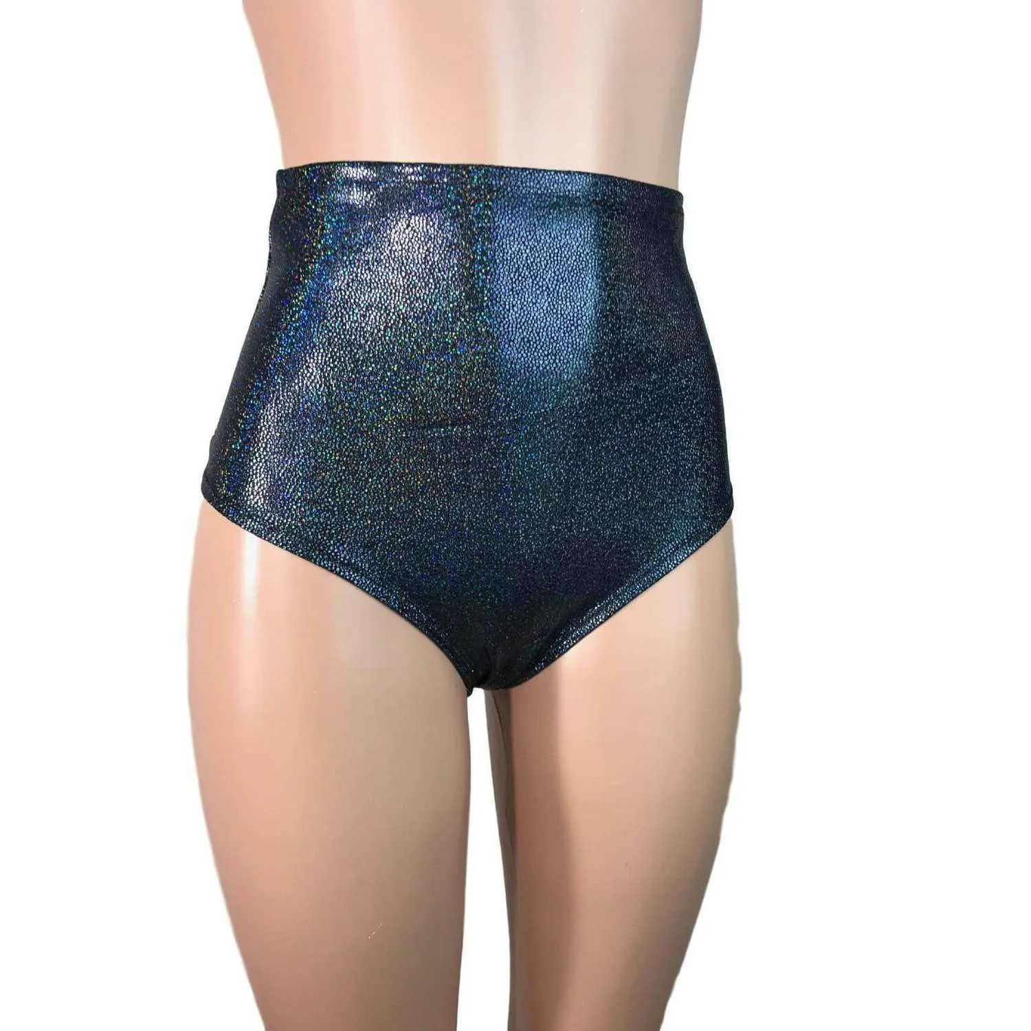 High Waist Hot Pants - Black Holographic