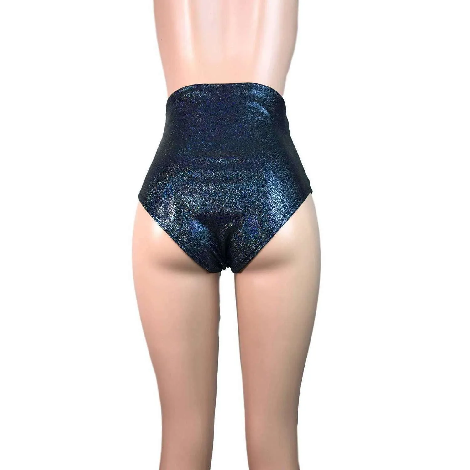 High Waist Hot Pants - Black Holographic