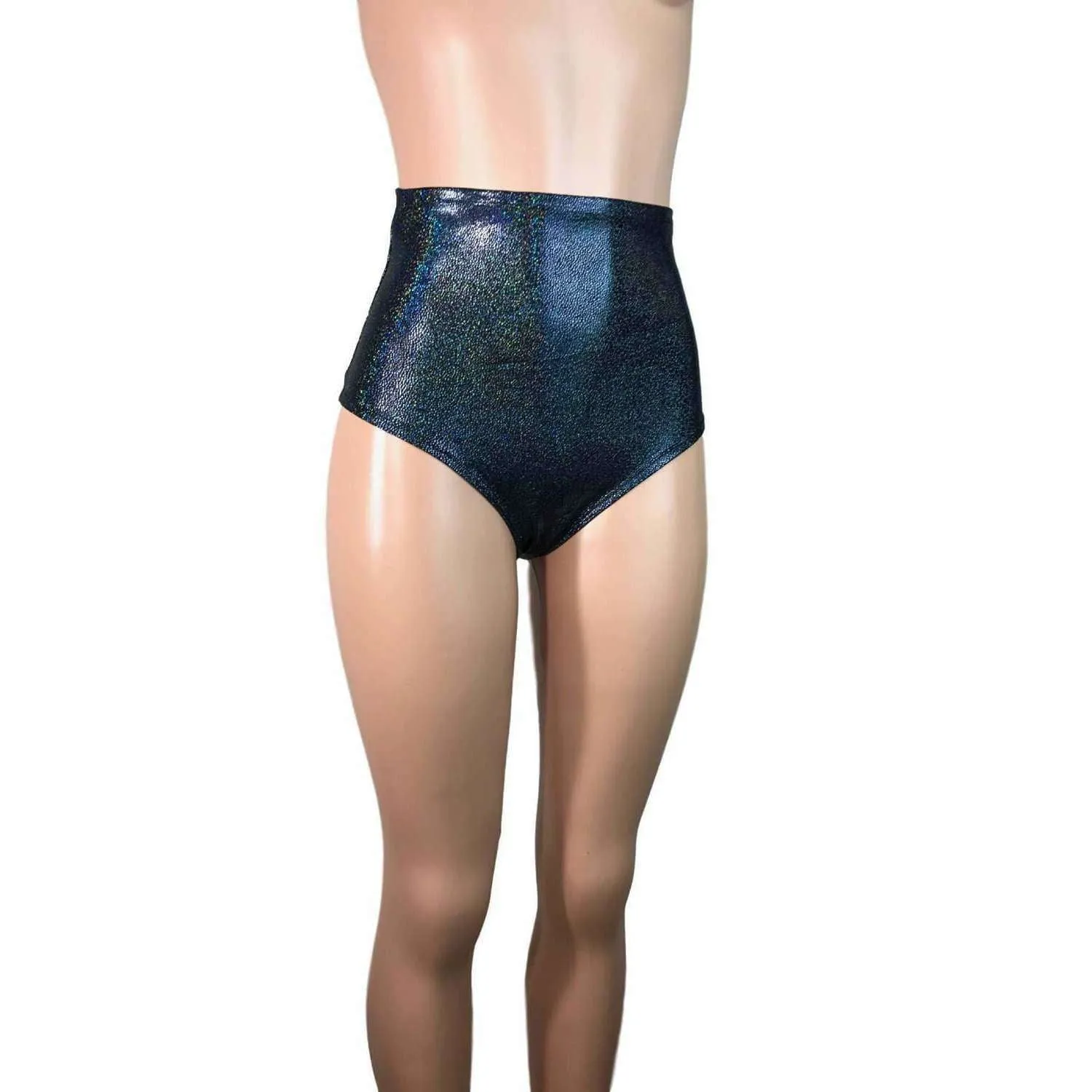 High Waist Hot Pants - Black Holographic