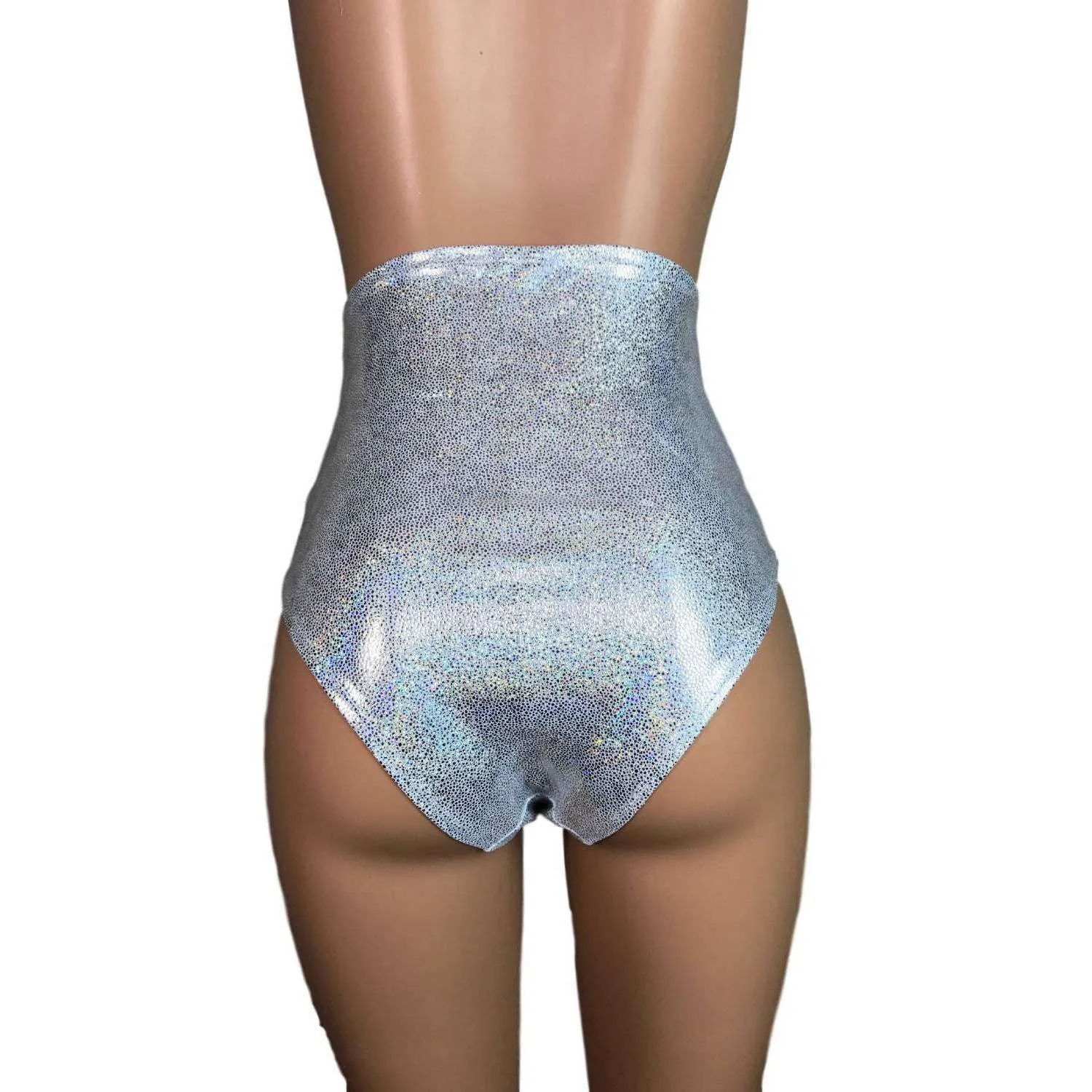 High Waist Hot Pants - Silver Holographic