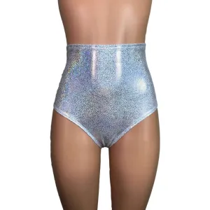 High Waist Hot Pants - Silver Holographic