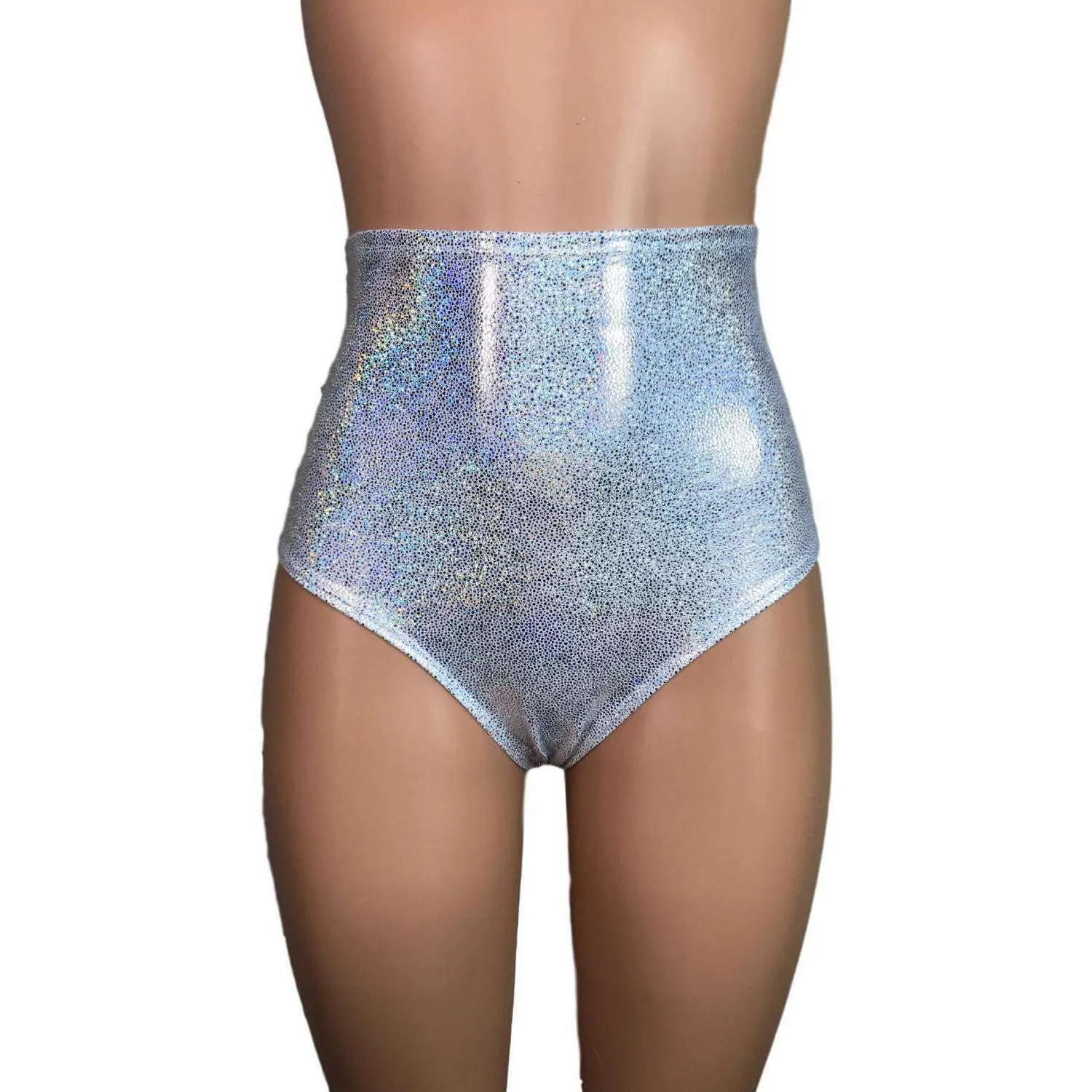 High Waist Hot Pants - Silver Holographic