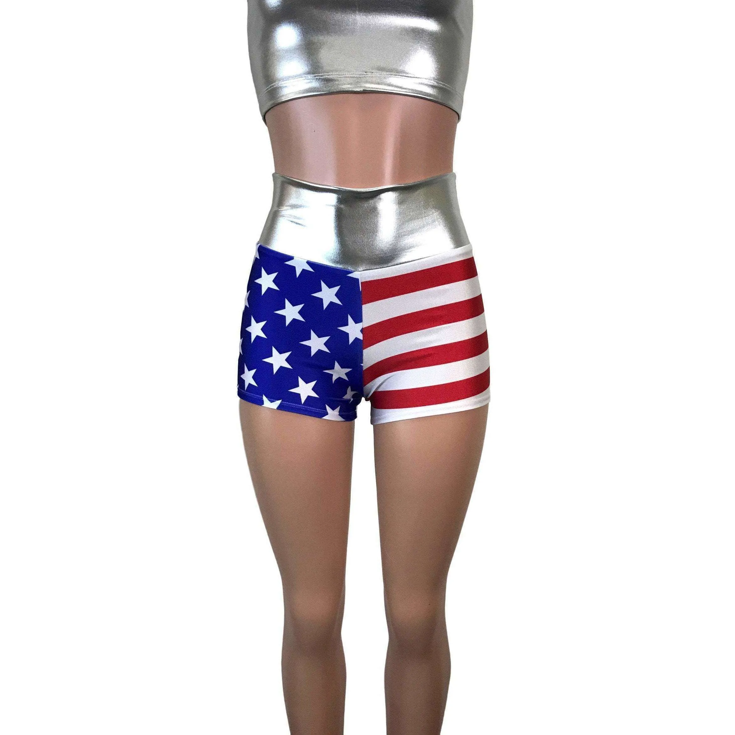 High Waisted Booty Shorts - Stars & Stripes