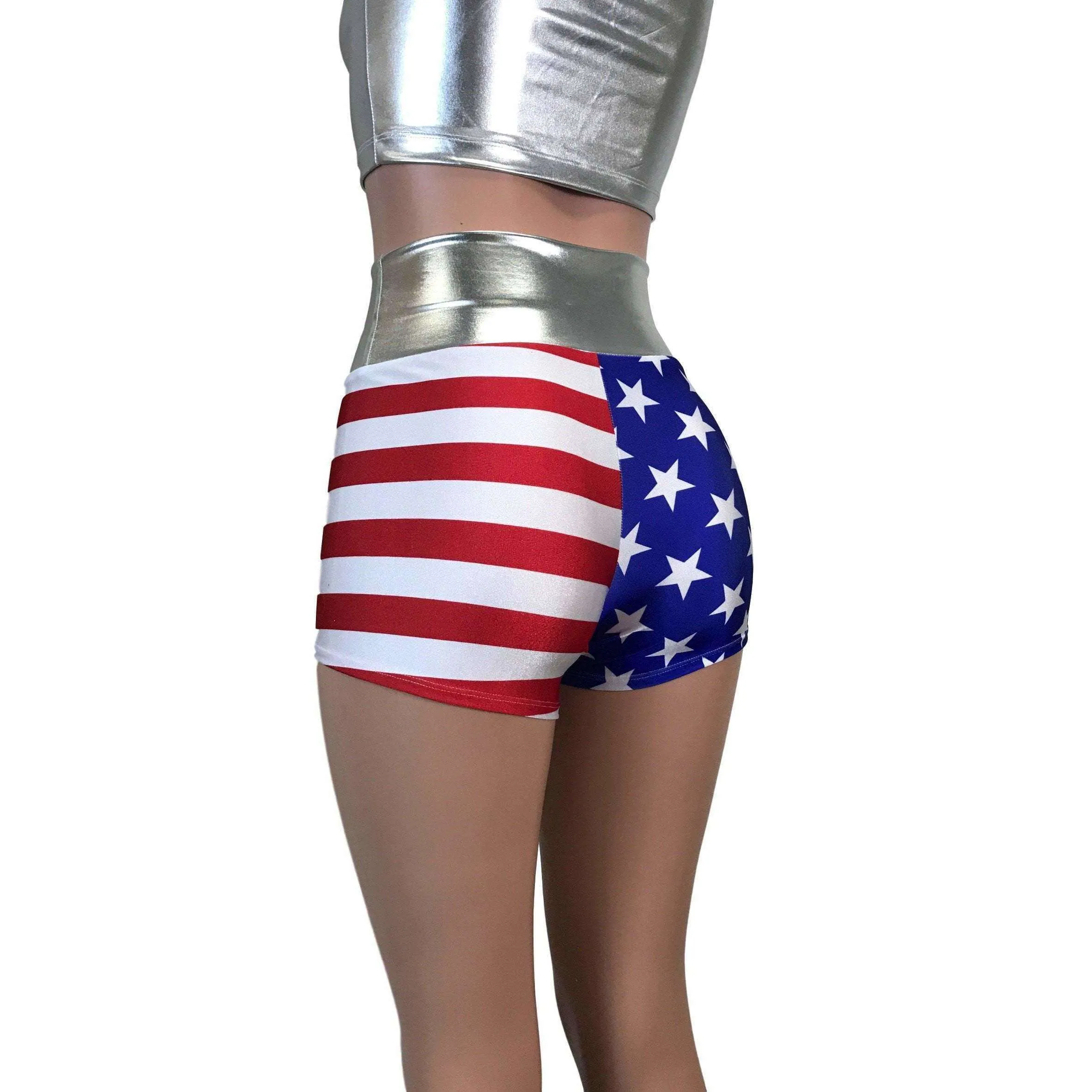 High Waisted Booty Shorts - Stars & Stripes