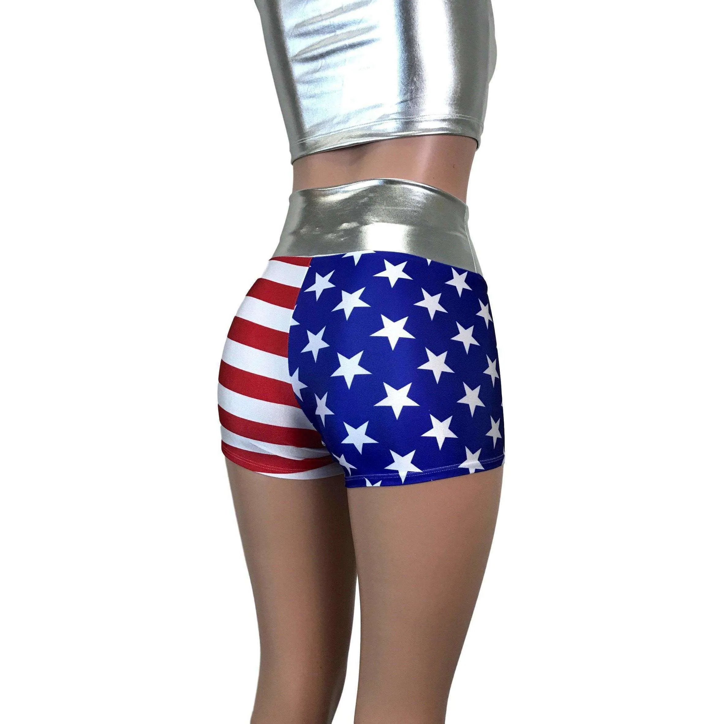 High Waisted Booty Shorts - Stars & Stripes