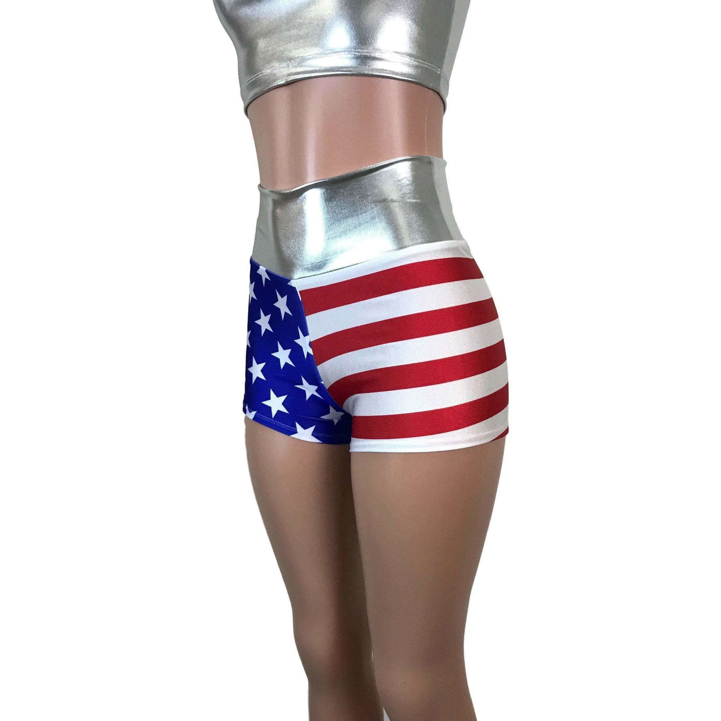 High Waisted Booty Shorts - Stars & Stripes