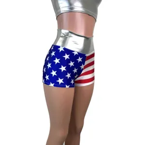 High Waisted Booty Shorts - Stars & Stripes