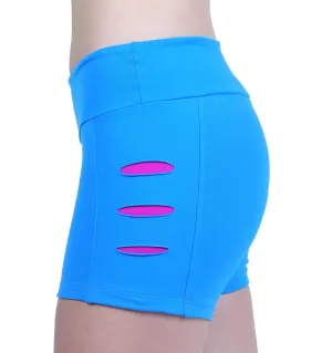 Last Chance! Bia Brazil Activewear Sliced up Shorts SH2451 Turquoise/Fuschia