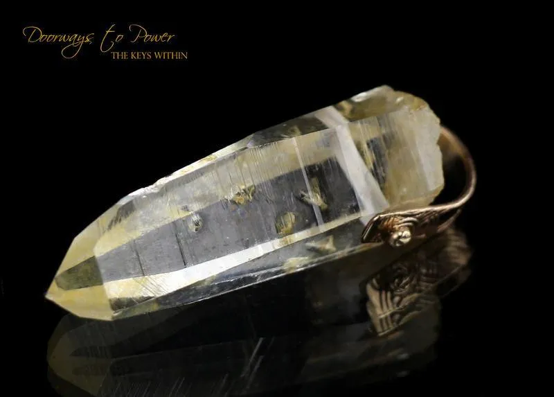 Lemurian Light Language Crystal Pendant with Record Keeper 14k