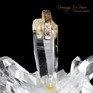 Lemurian Light Language Crystal Pendant with Record Keeper 14k