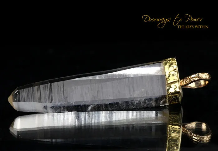 Lemurian Light Language Laser Quartz Record Keeper Crystal Pendant 22k