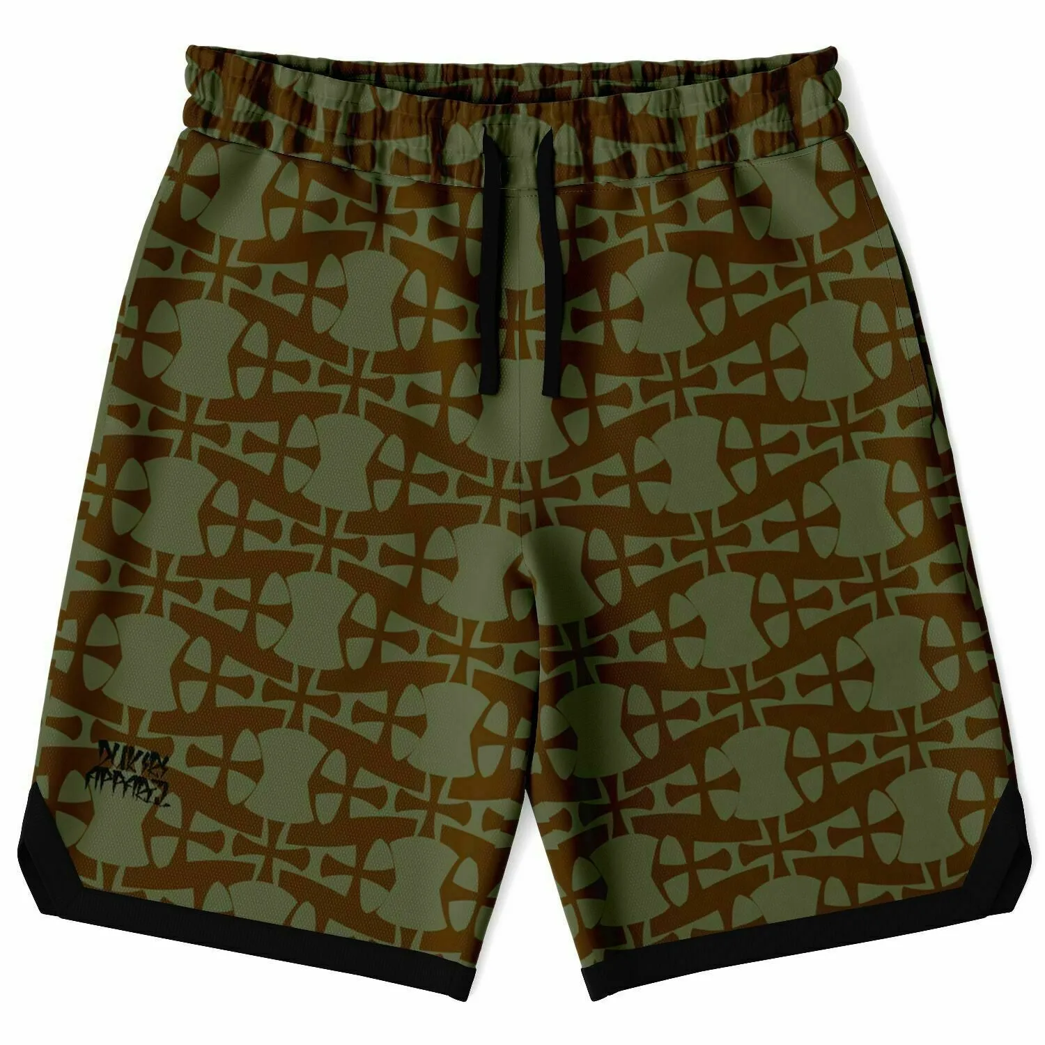 Lightweight brown mesh Basketball Shorts- Crusaders print