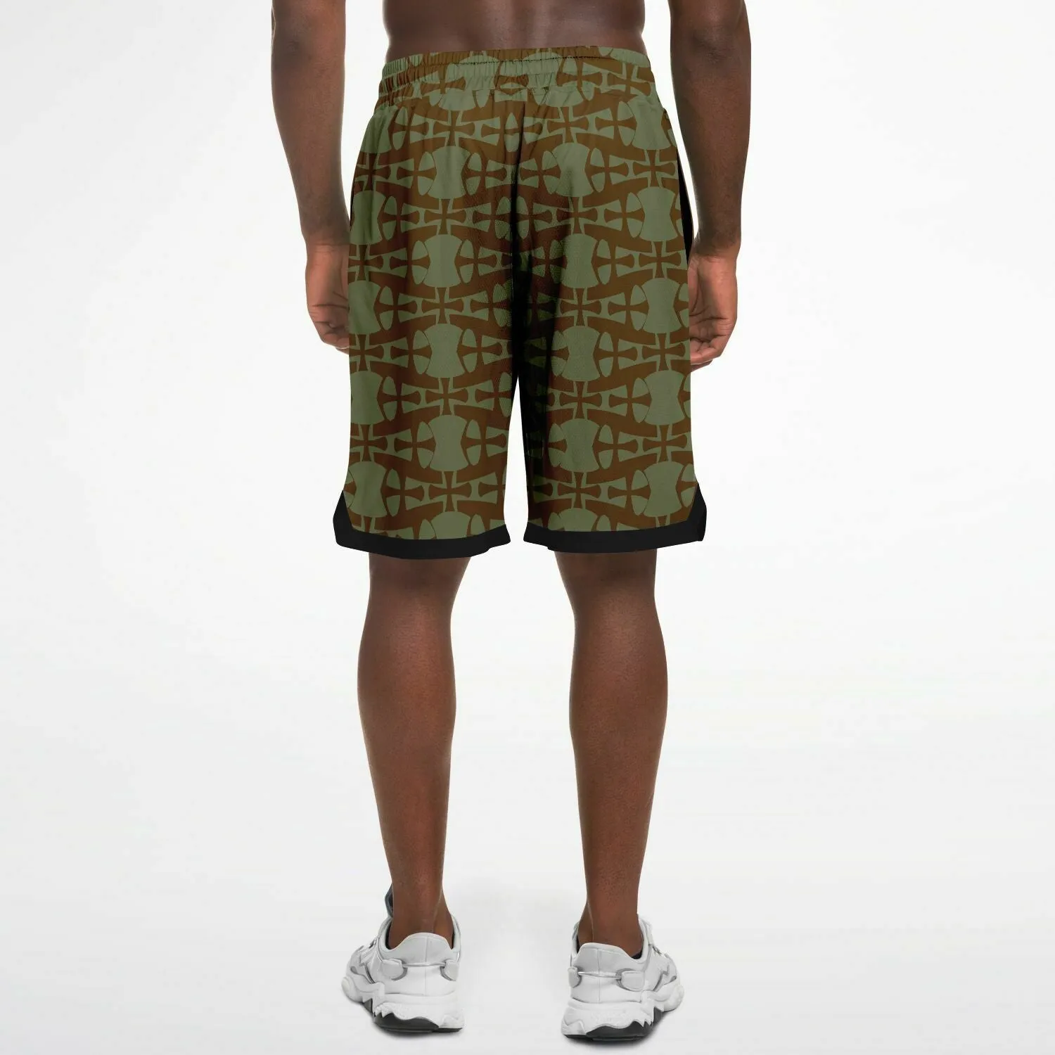 Lightweight brown mesh Basketball Shorts- Crusaders print