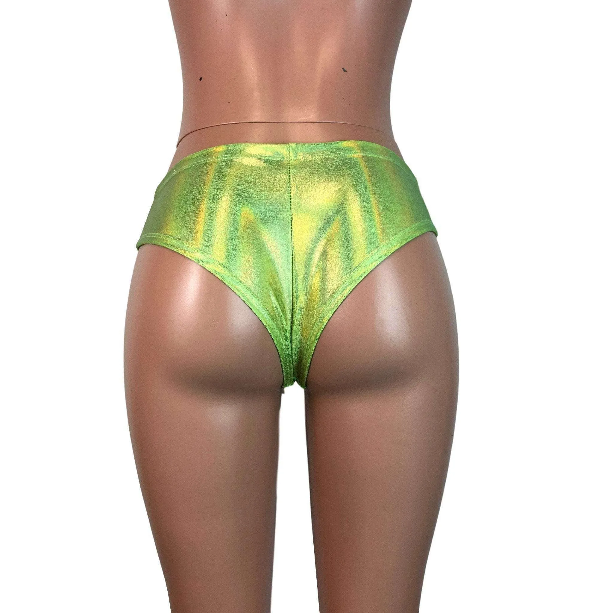 Lime Green Holographic Cheeky Bikini