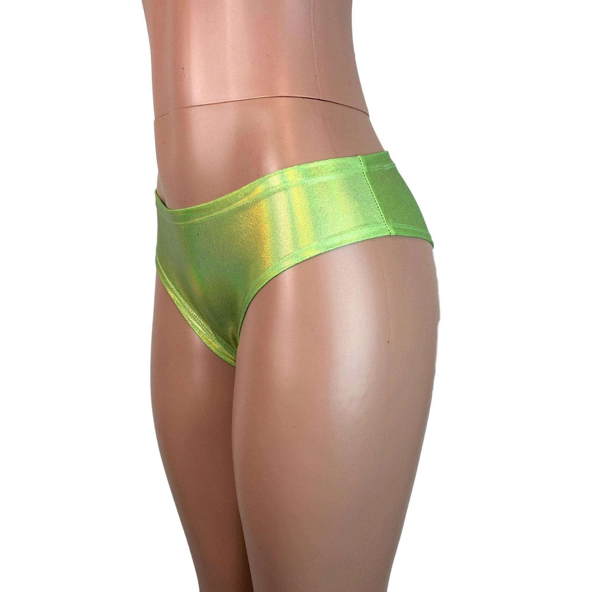 Lime Green Holographic Cheeky Bikini