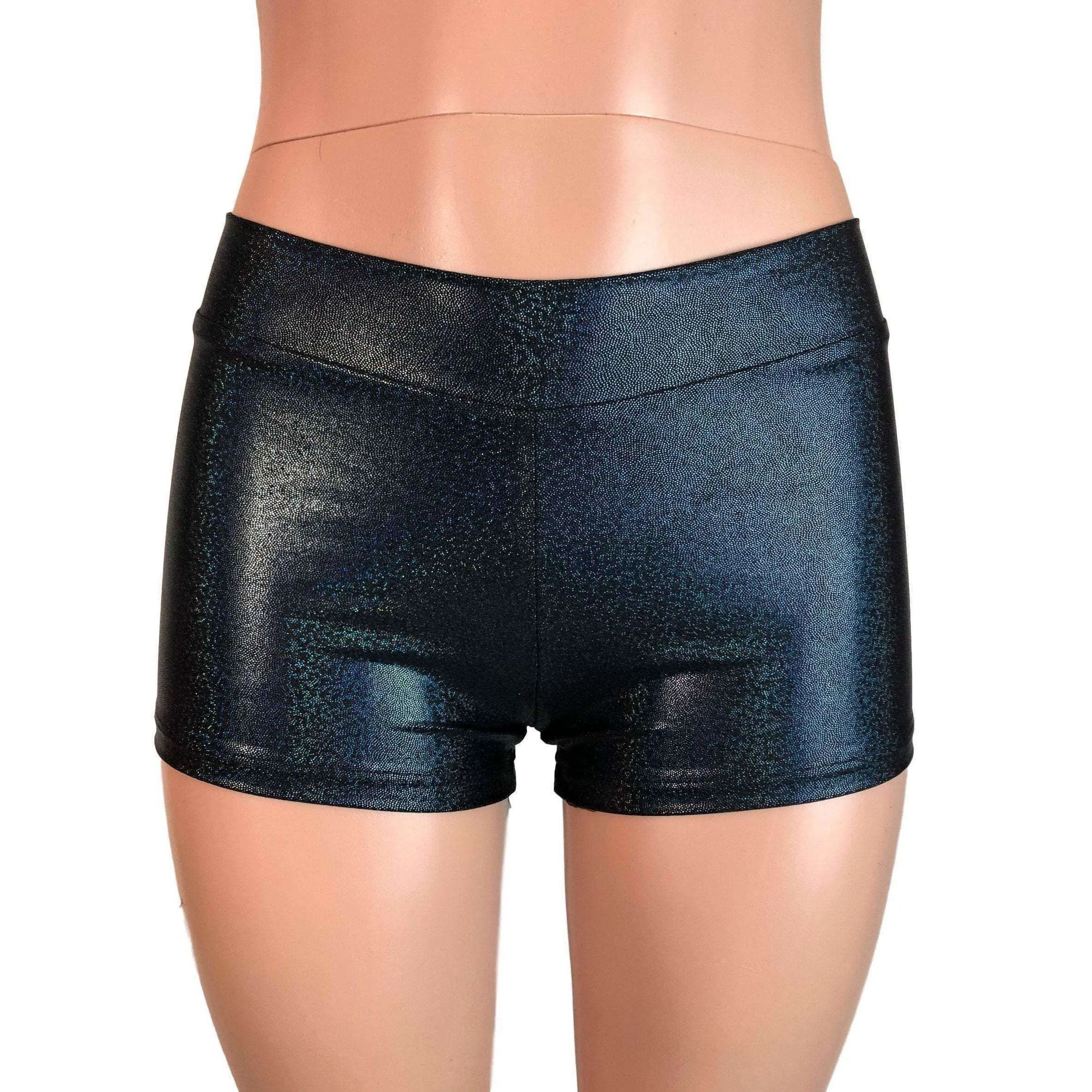 Low Rise Booty Shorts - Black Sparkle