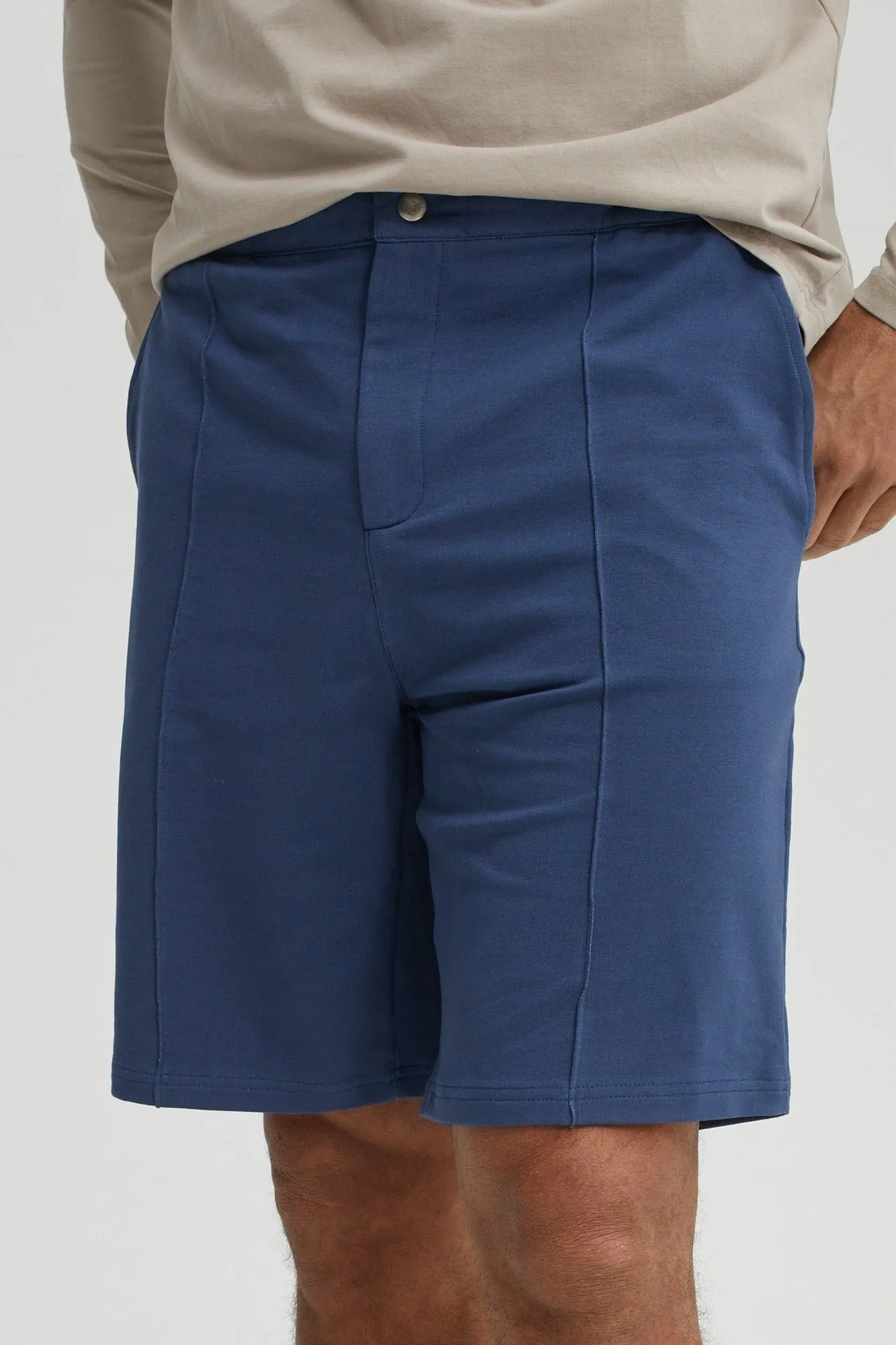 Navy Fleece Knit Shorts