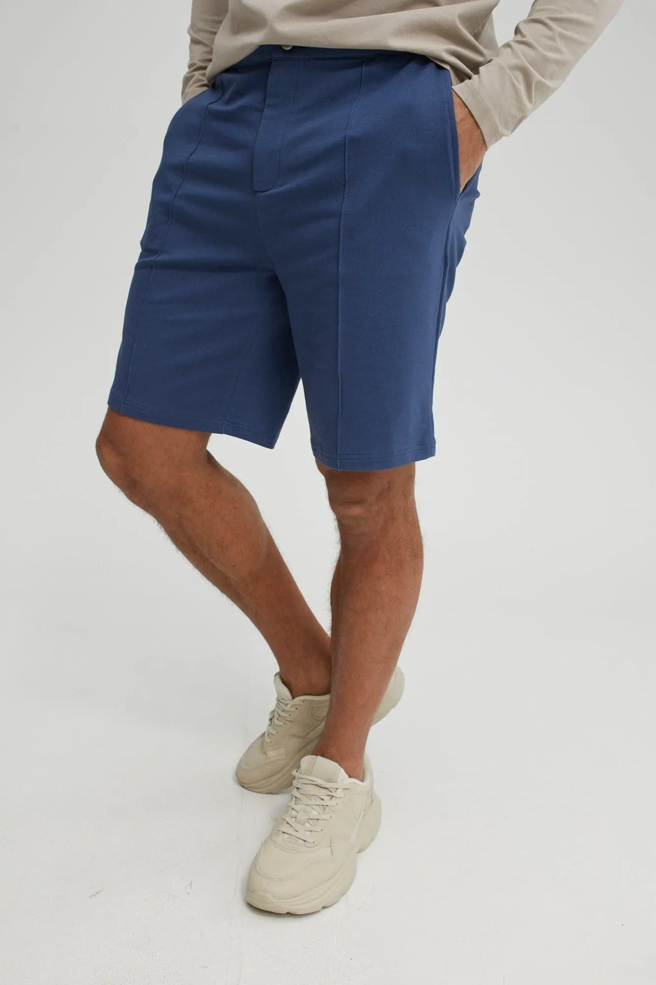 Navy Fleece Knit Shorts