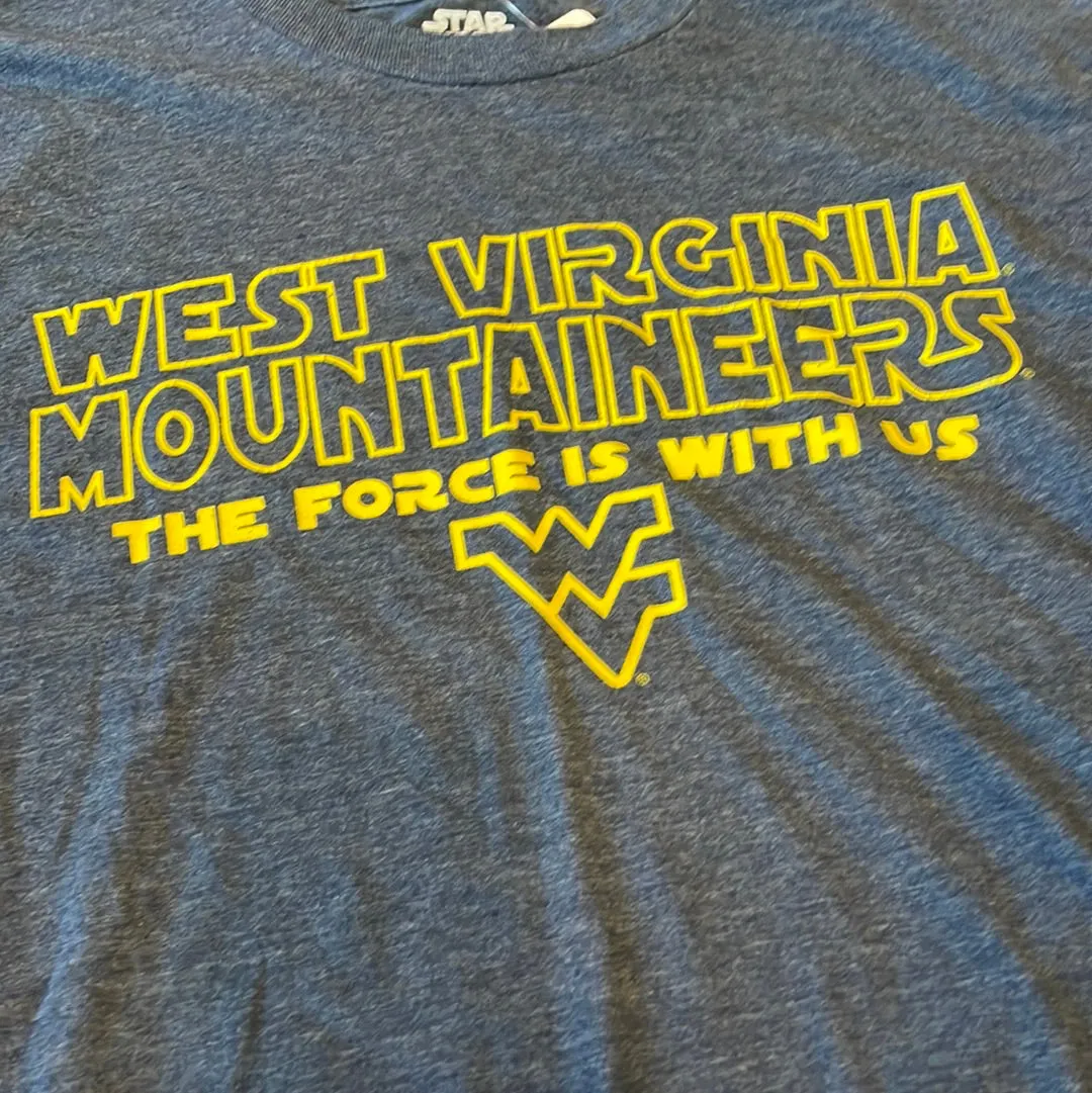 NCAA Star Wars West Virginia U Mountaineers Blue Shirt Adult size Medium