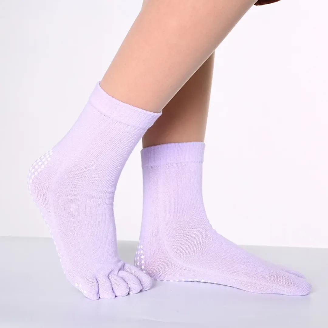 Non-Slip Five-Toed Yoga Socks for Women - Breathable & Colorful (12 Colors)