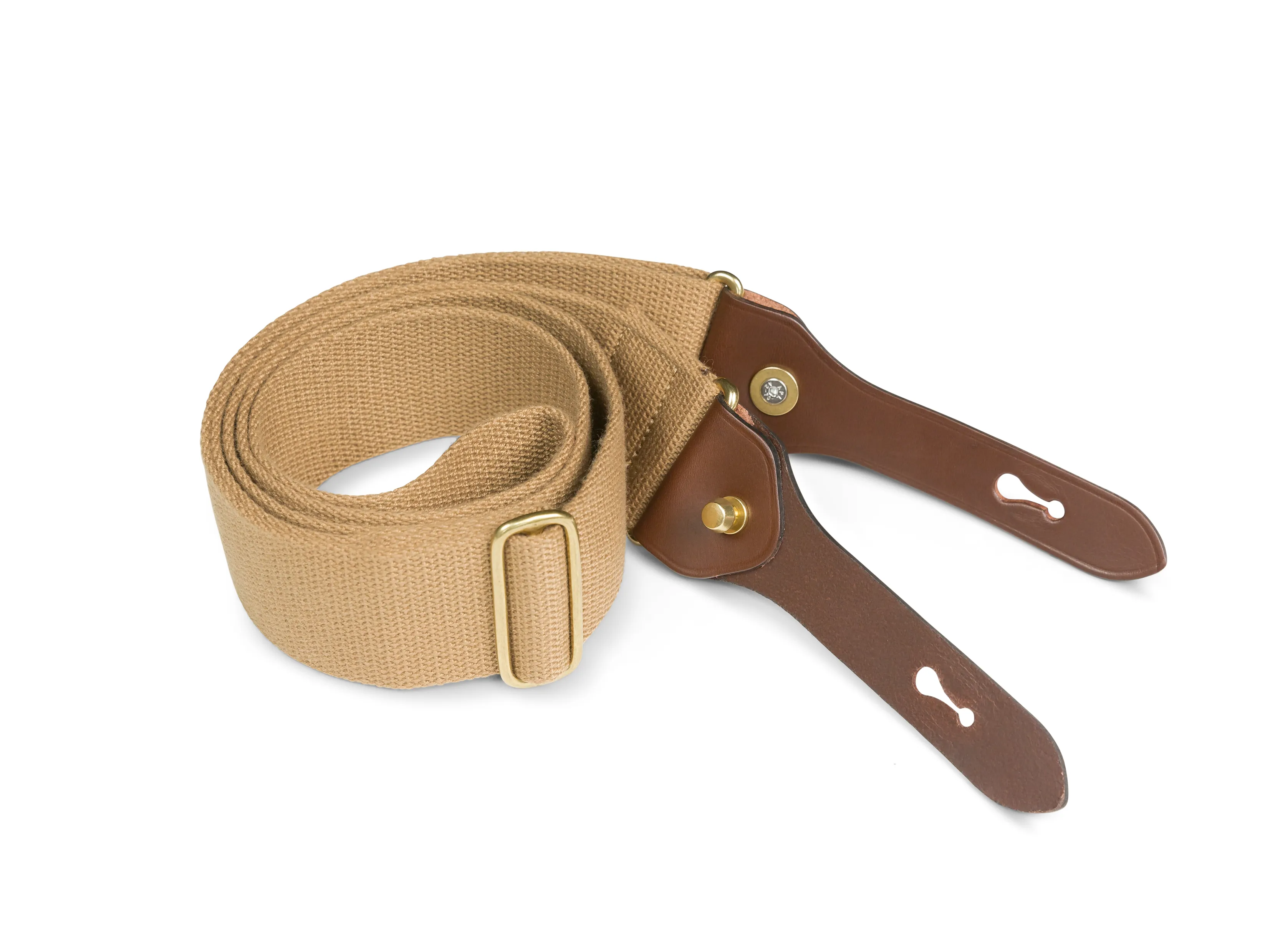 Shoulder Slings - H1 (Khaki Webbing / Chocolate Leather / Brass)