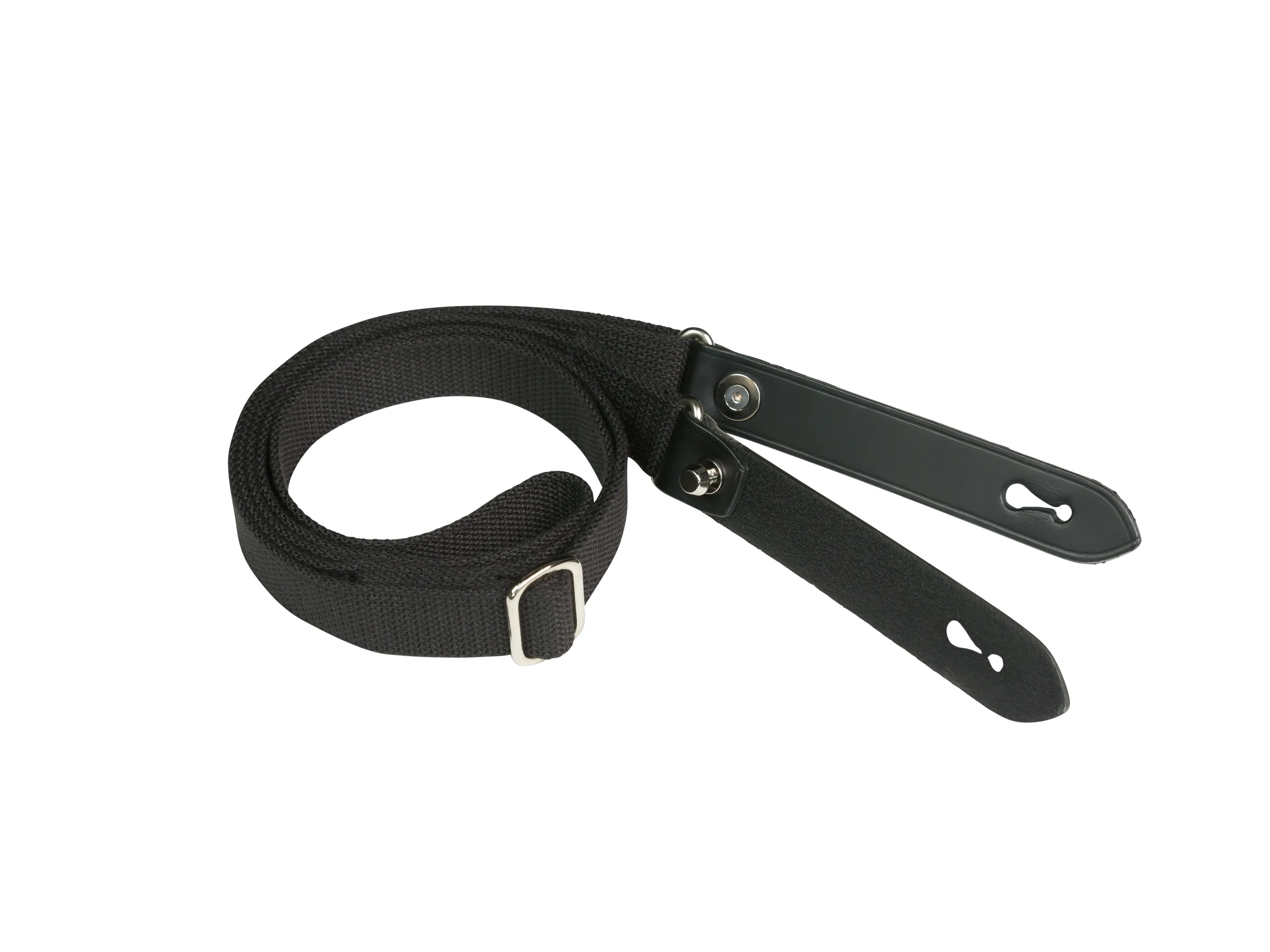 Shoulder Slings - Stowaway (Black Webbing / Black Leather / Nickel Coated Brass)