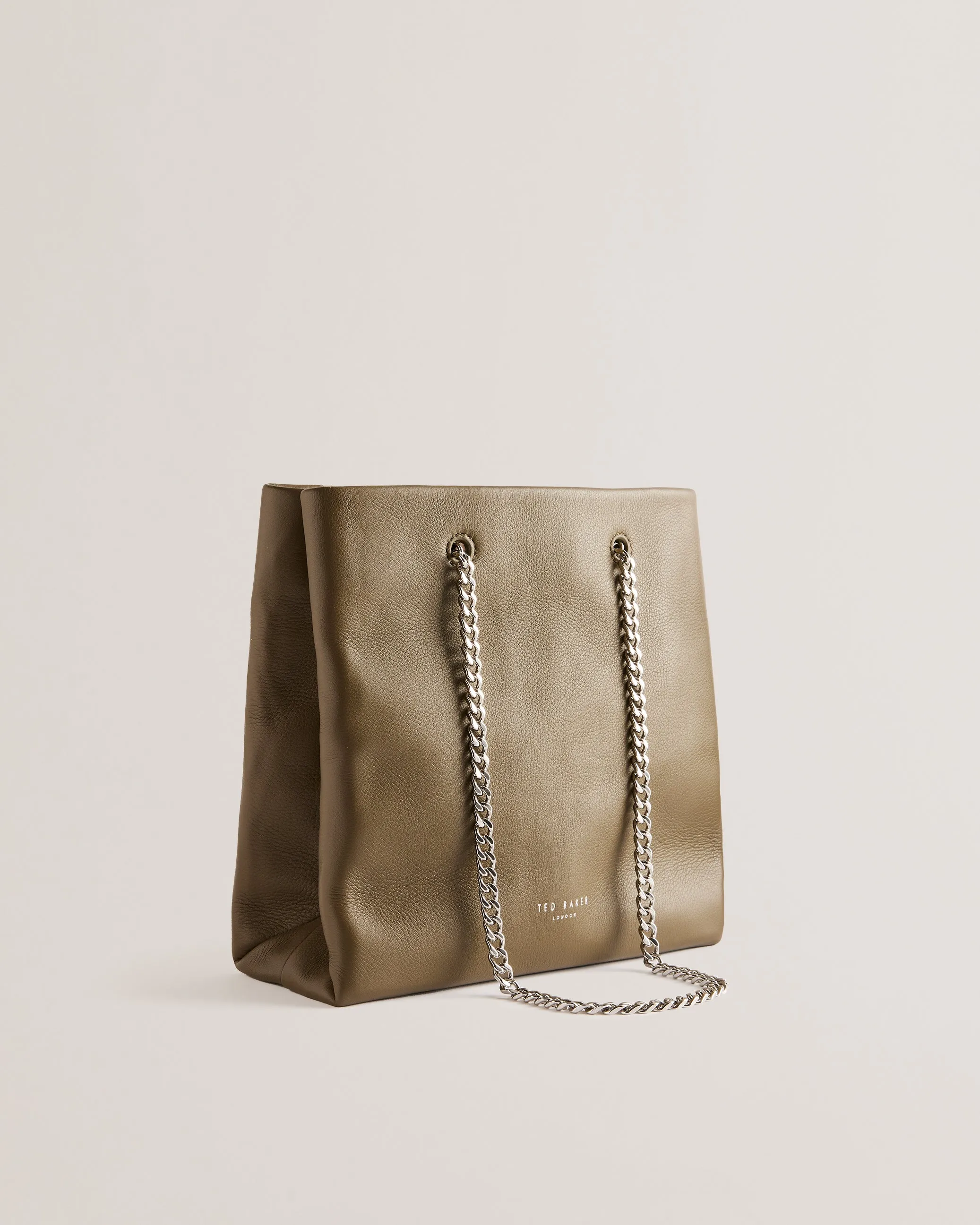 Stalia Checked Stitch Detail Small Shoulder Bag Khaki