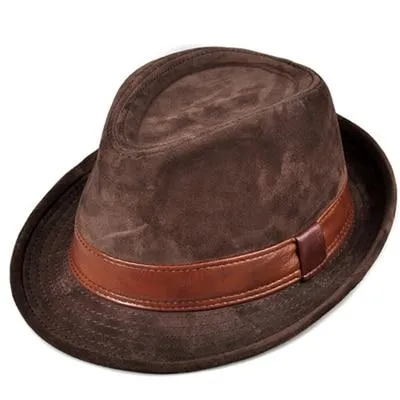 Suede Leather Trilby Hat