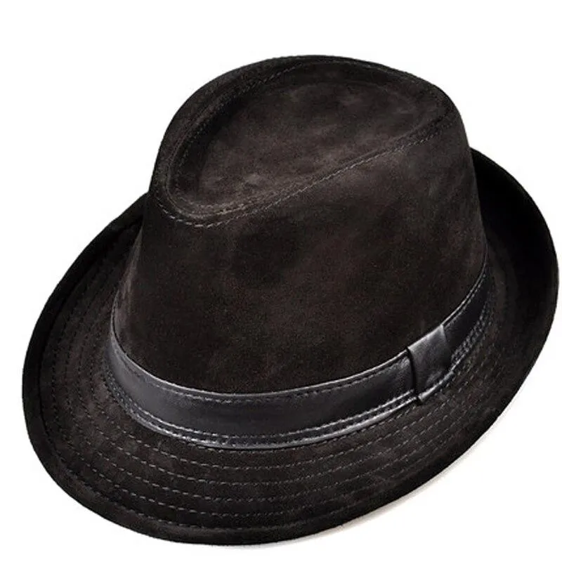 Suede Leather Trilby Hat