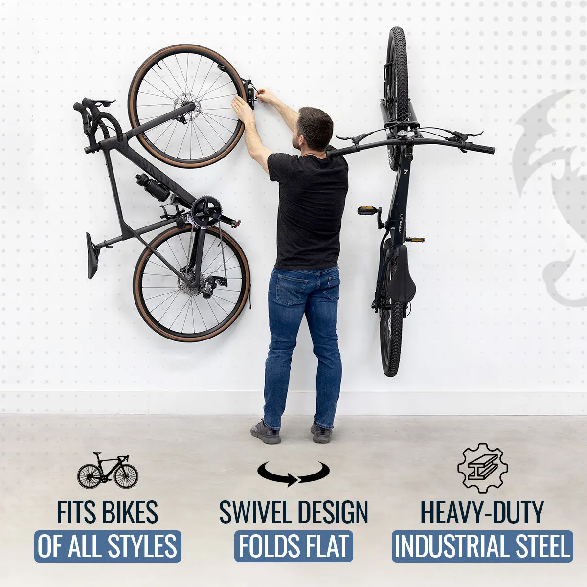 Swivel Mount Bike Storage Rack | Garage Wall Hook