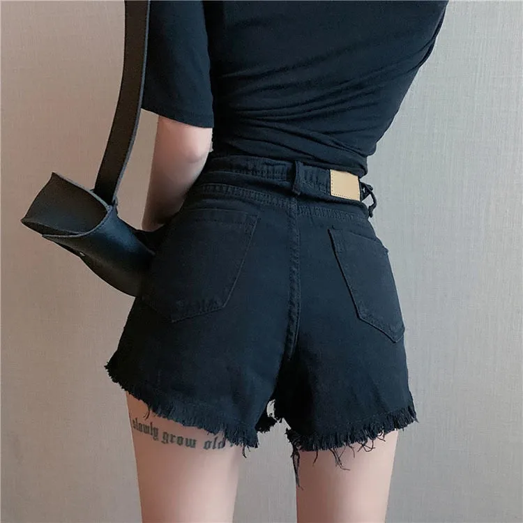 'Tear me down' Black torn off chain shorts