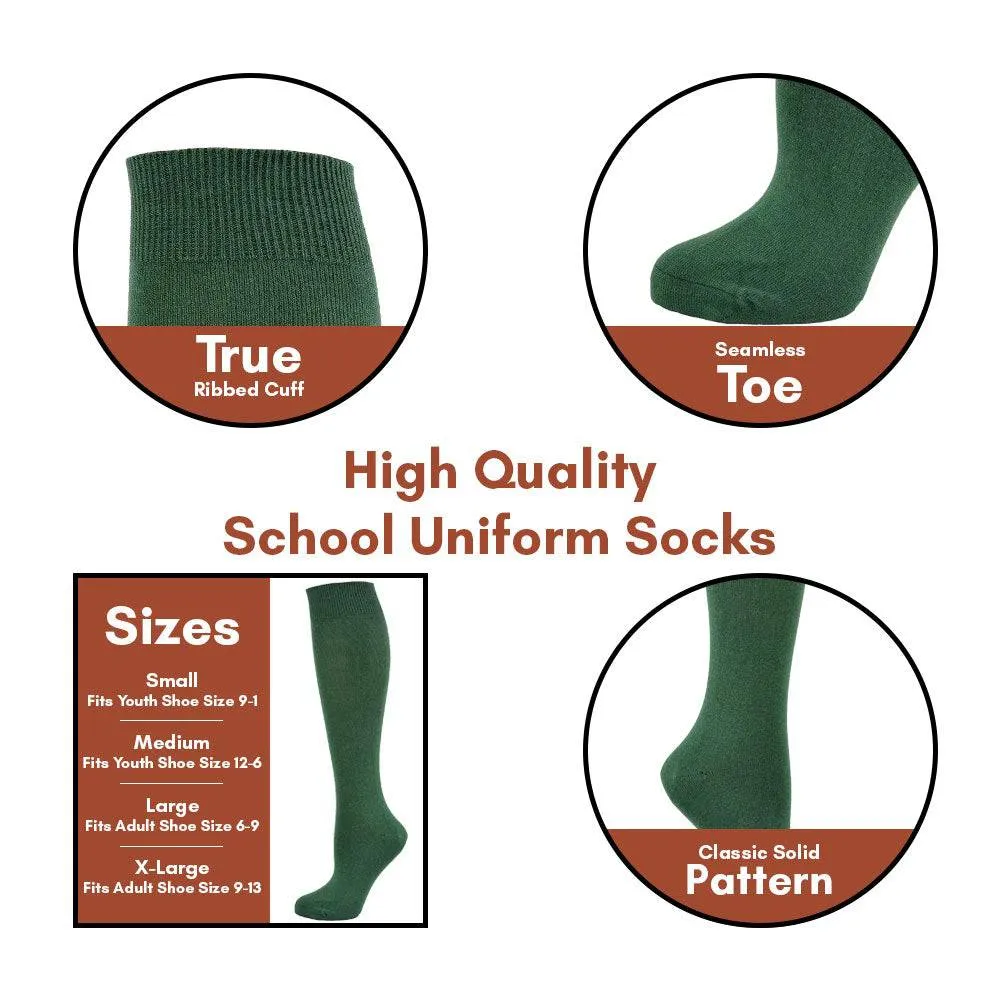 Uniform Knee High Socks for Kids & Women Combed Cotton Knee Highs (3 Pair Packs)