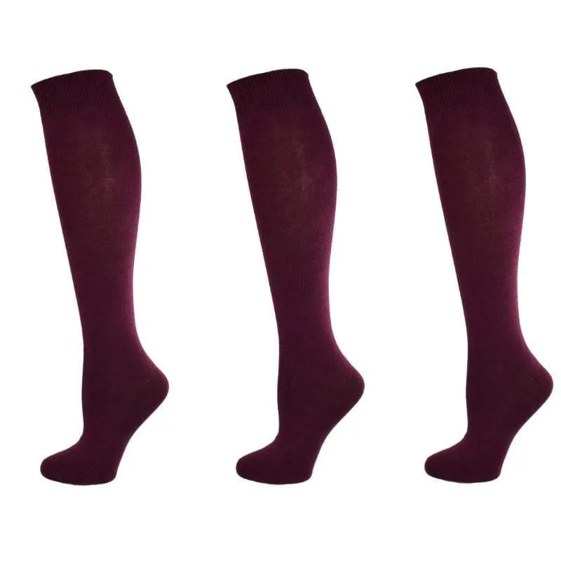 Uniform Knee High Socks for Kids & Women Combed Cotton Knee Highs (3 Pair Packs)