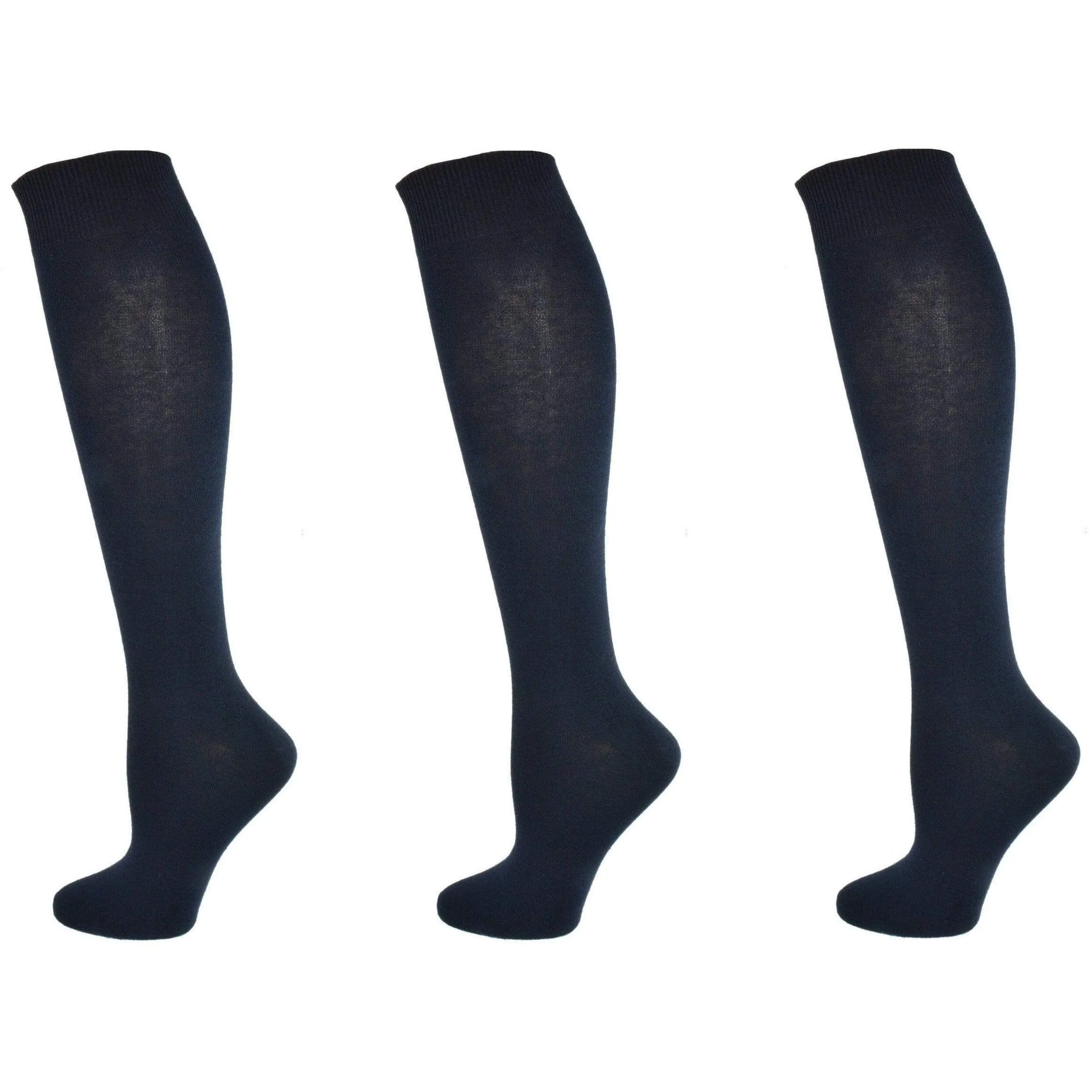 Uniform Knee High Socks for Kids & Women Combed Cotton Knee Highs (3 Pair Packs)