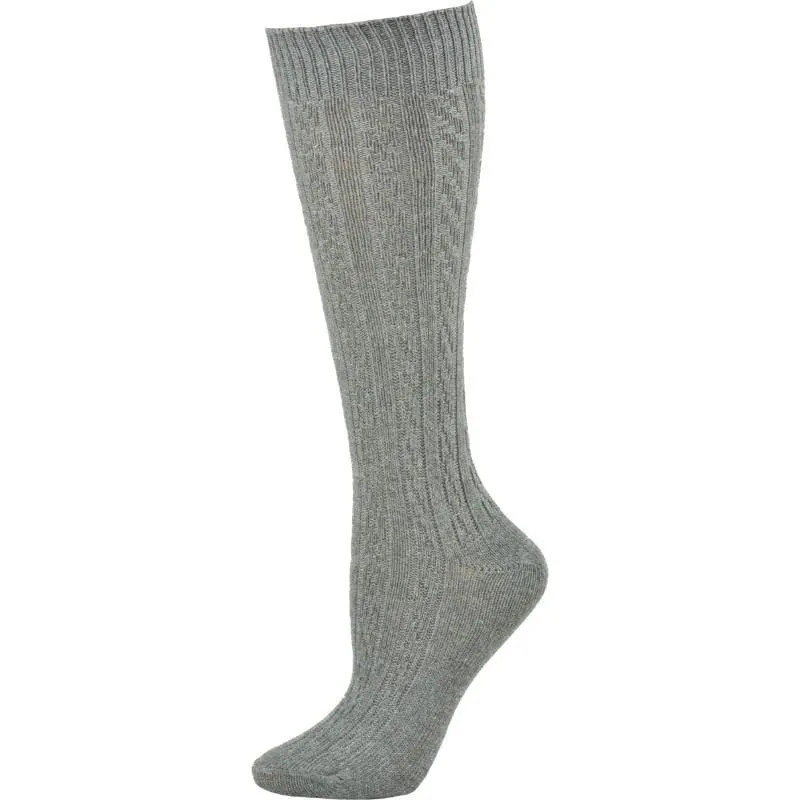 Women's Cotton Knee High Socks, Classic Cable Knit Socks, 3 Pair Pack