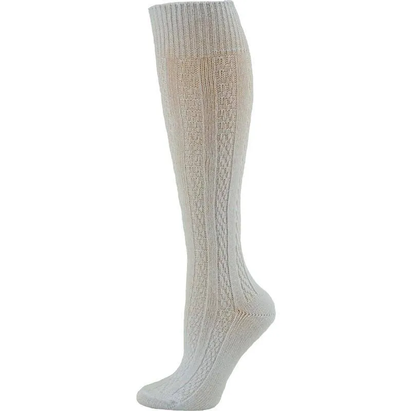 Women's Cotton Knee High Socks, Classic Cable Knit Socks, 3 Pair Pack