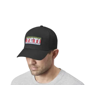 Yeti Rainbow Trout Logo Badge Trucker Hat Black